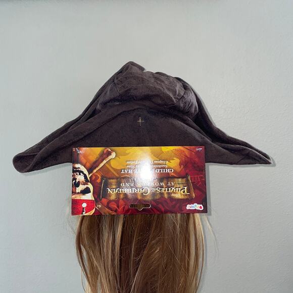 CHILDS PIRATE JACK SPARROW TRICORN HAT HALLOWEEN COSTUME DG18780 - Picture 3 of 4